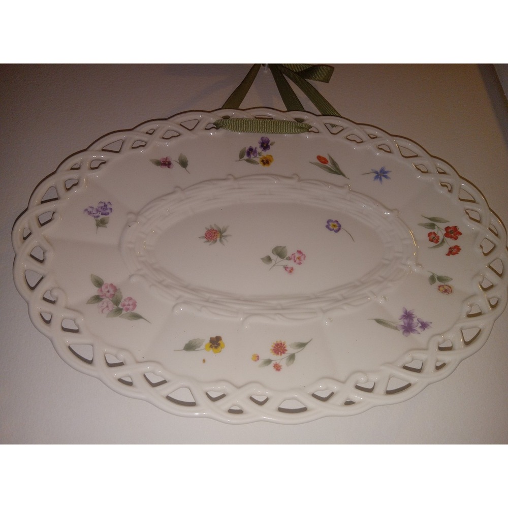 Lenox Posey Basket Vanity Serving Tray Open Weave 10"x7" Cottagecore Grandmacore